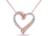 3/4 Carat (ctw) Lab-Created White Sapphire Pendant Necklace in Rose Plated Sterling Silver With Chain